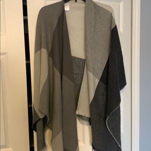 Black and grey poncho